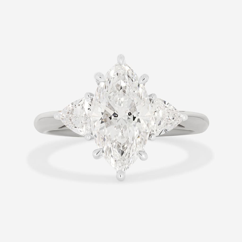 SANDY | Marquise 3-Stone Lab Diamond Set in Platinum - Rings