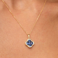 Sapphire palace necklace on fabric