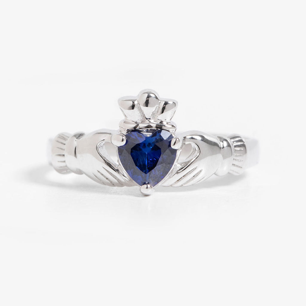September Birthstone Claddagh Ring | Sterling Silver