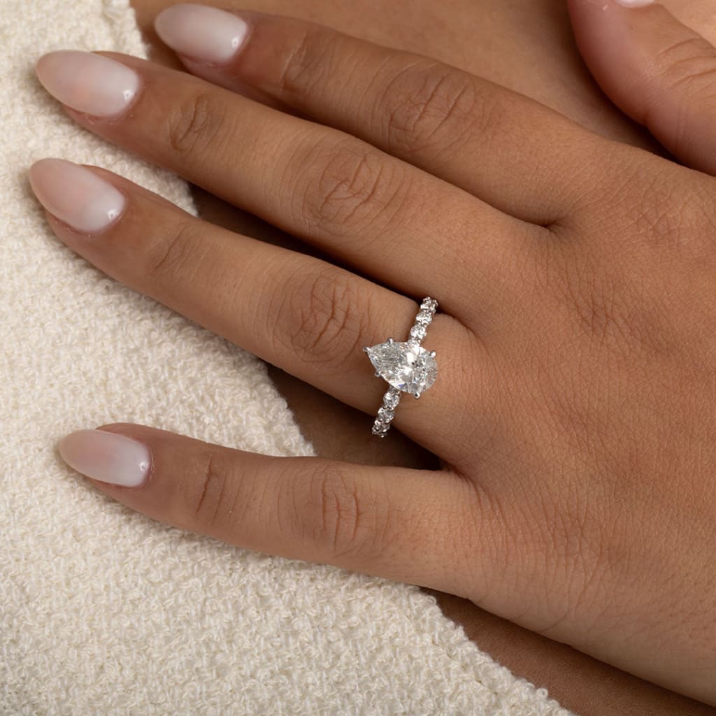 lab grown diamond engagement ring with diamond band