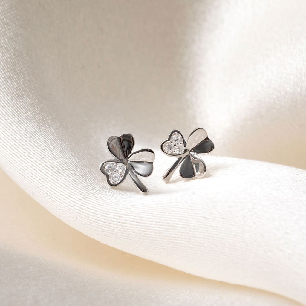 Shamrock Sparkle Earrings | Sterling Silver - Earrings