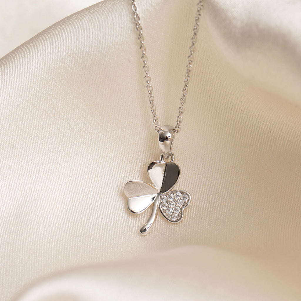 Shamrock Sparkle Necklace | Sterling Silver