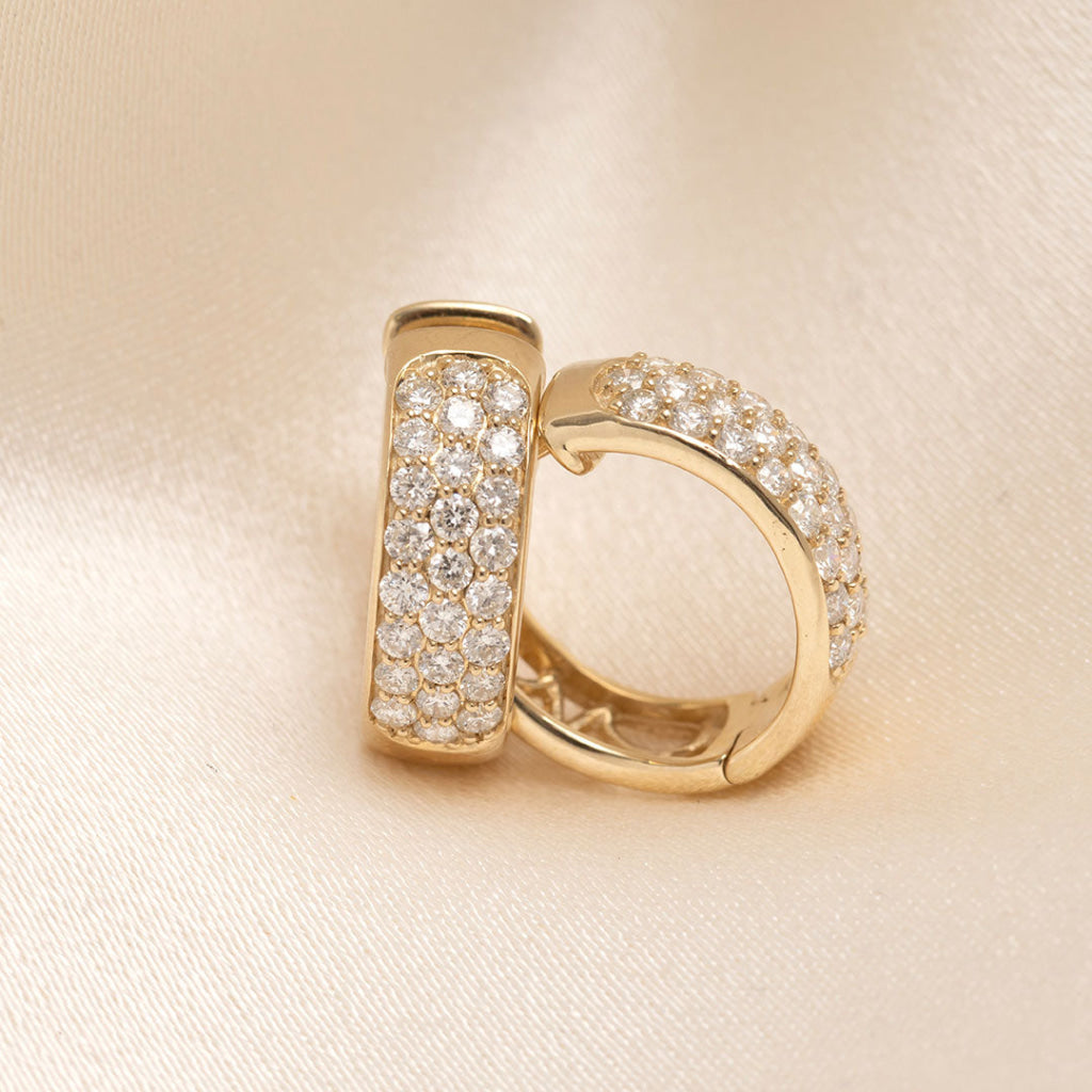 yellow gold chunky diamond set hoop earrings