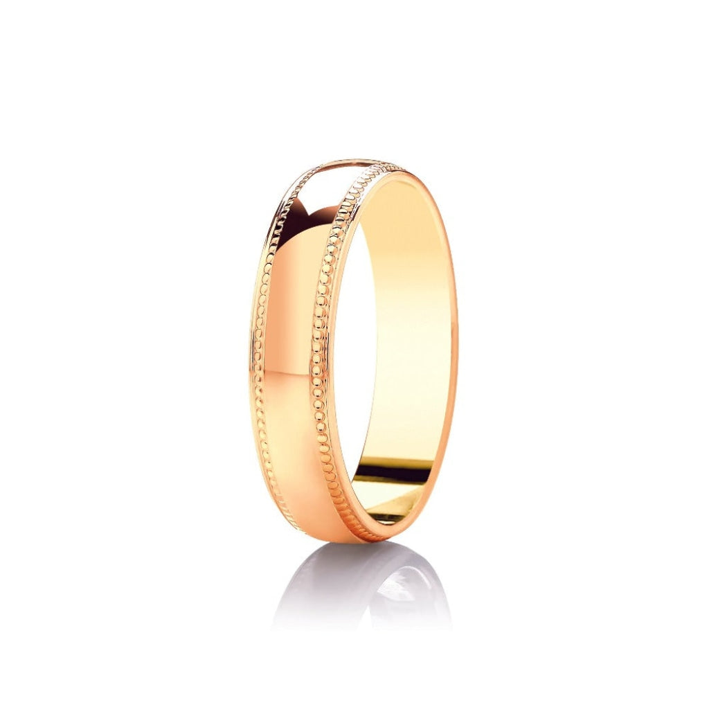 Mens wedding ring with millgrain edge design