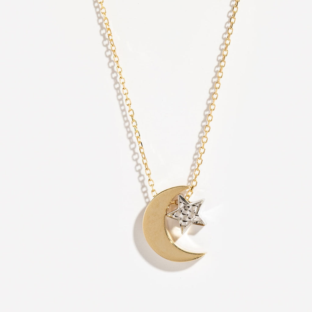 9ct gold ladies moon necklace
