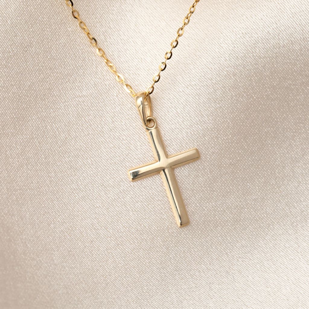 Small Flat Cross & Chain | 9ct Gold