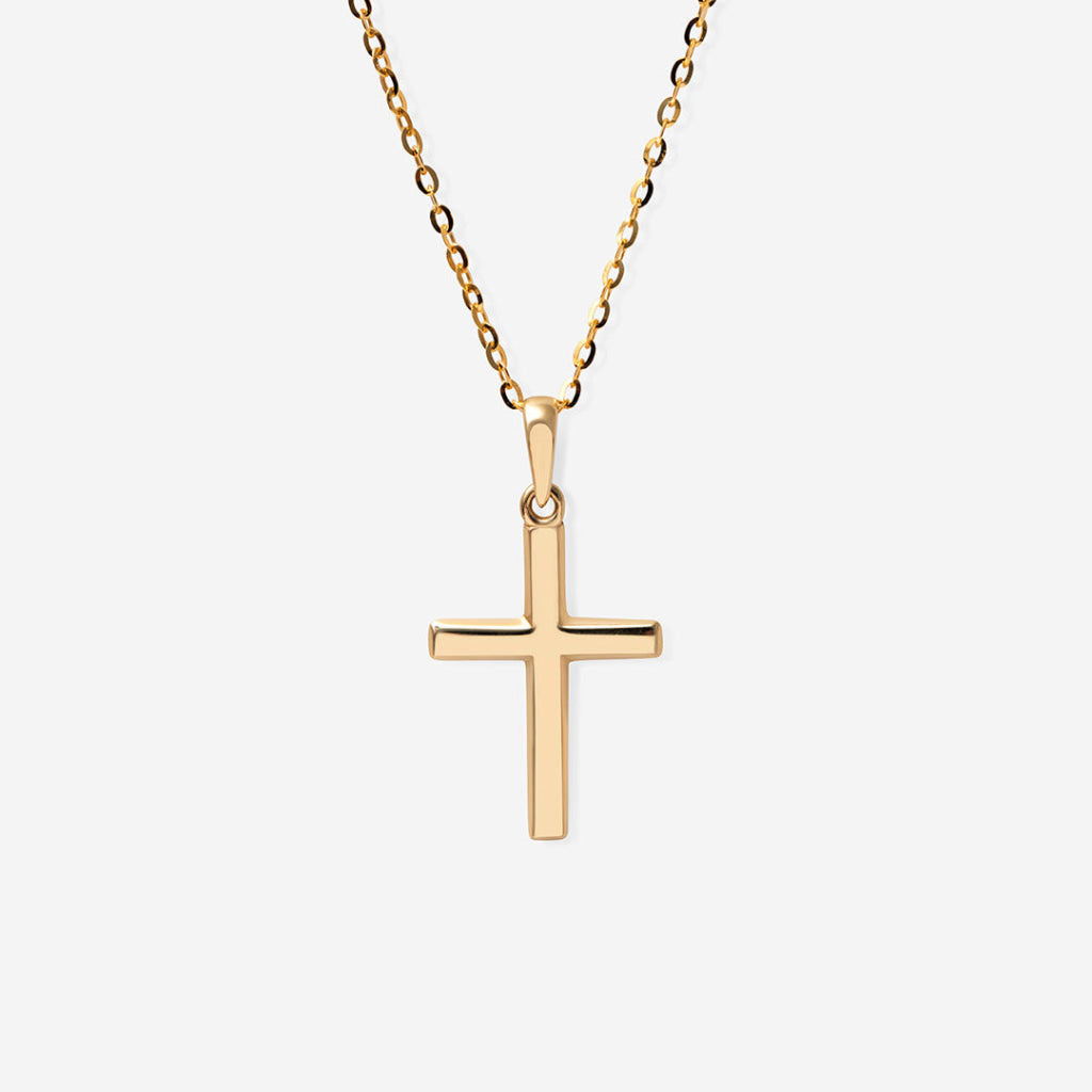 Small Flat Cross & Chain | 9ct Gold - Necklace