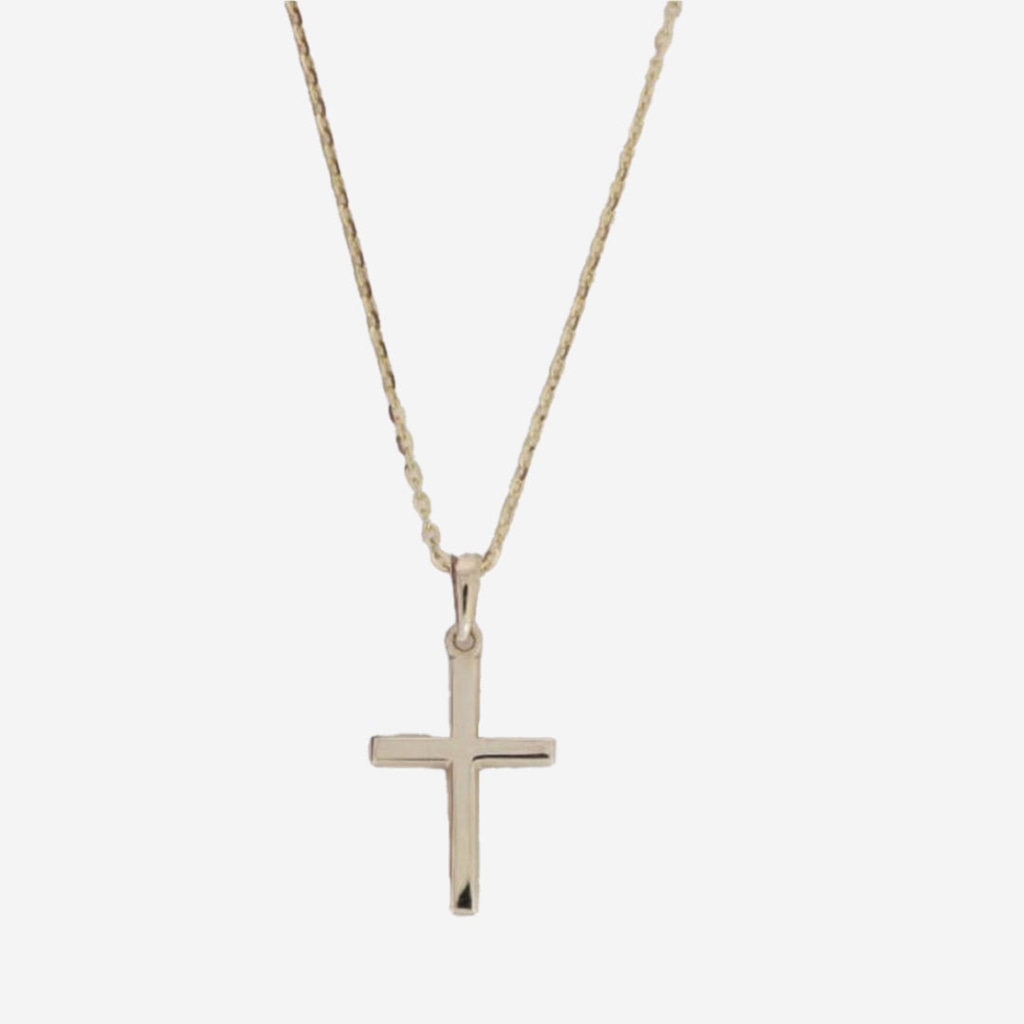 Small Flat Cross & Chain | 9ct Gold - Necklace