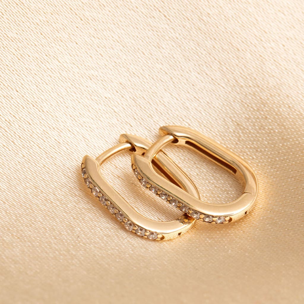 Small Paperclip CZ Huggies | 9ct Gold