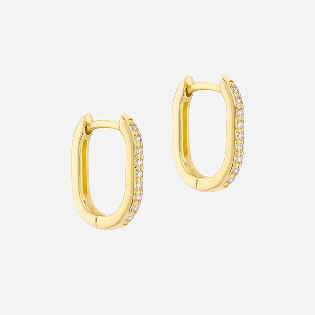 Small Paperclip CZ Huggies | 9ct Gold - Earrings
