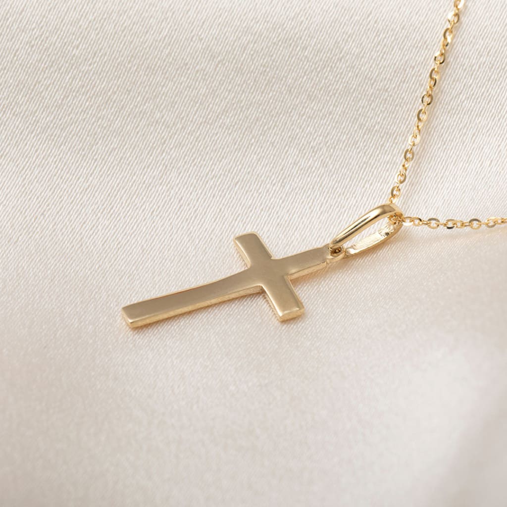 Small Plain Cross Necklace | 9ct Gold - Necklace