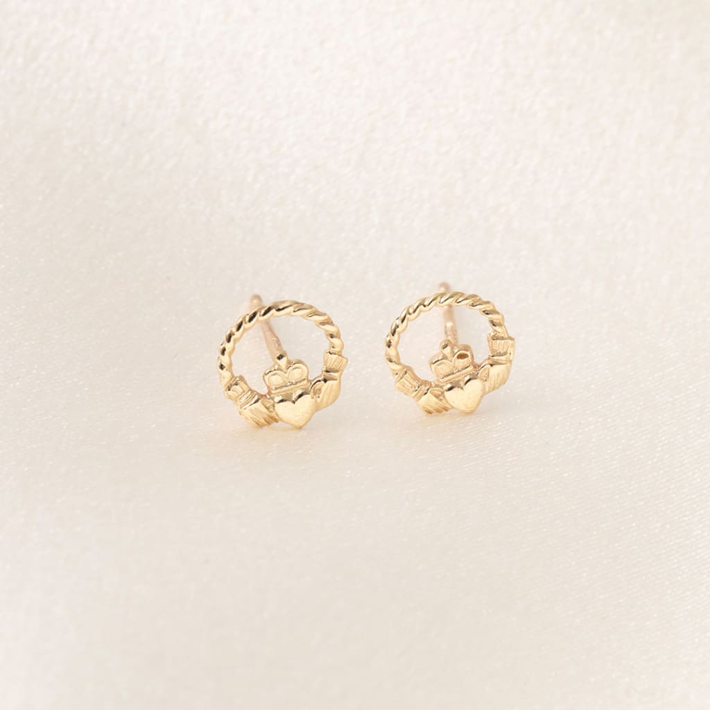 Small Twist Claddagh Earrings | 10ct Gold - Earrings