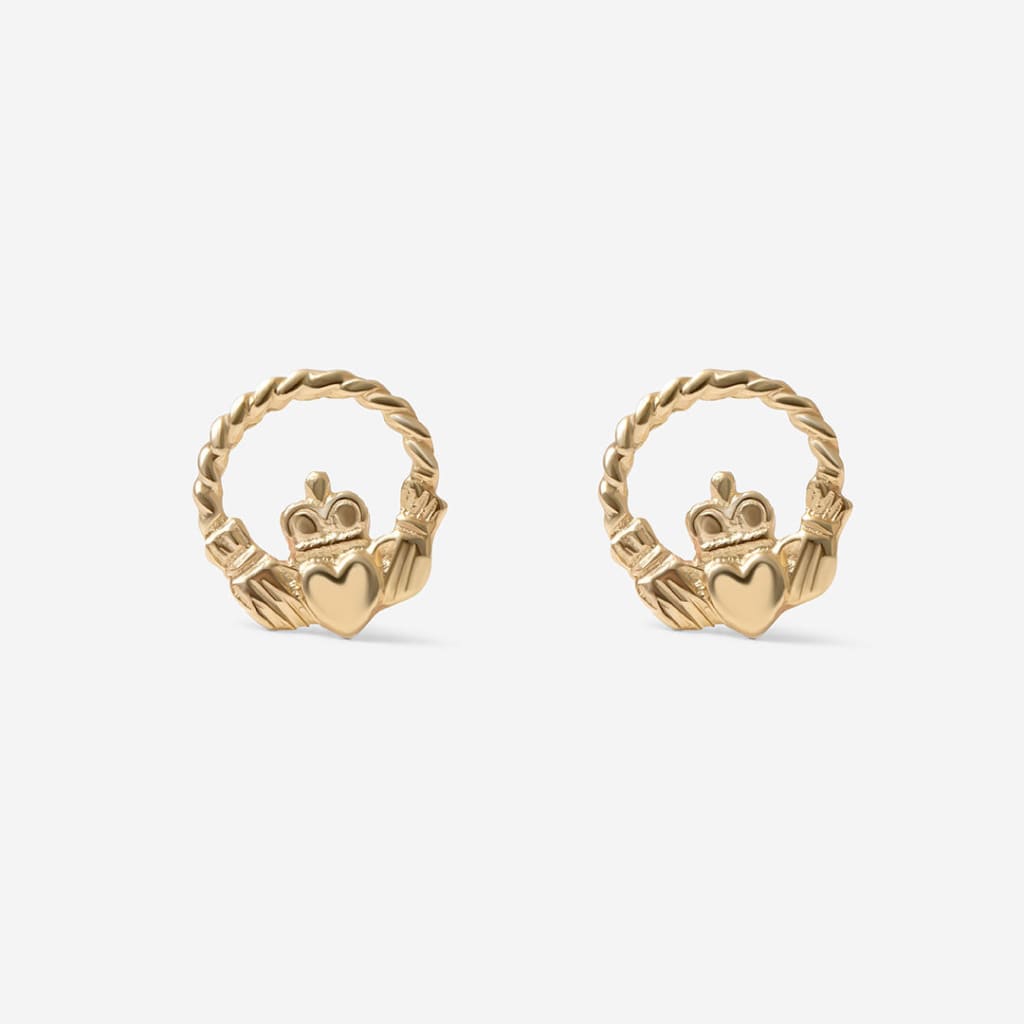 Small Twist Claddagh Earrings | 10ct Gold - Earrings