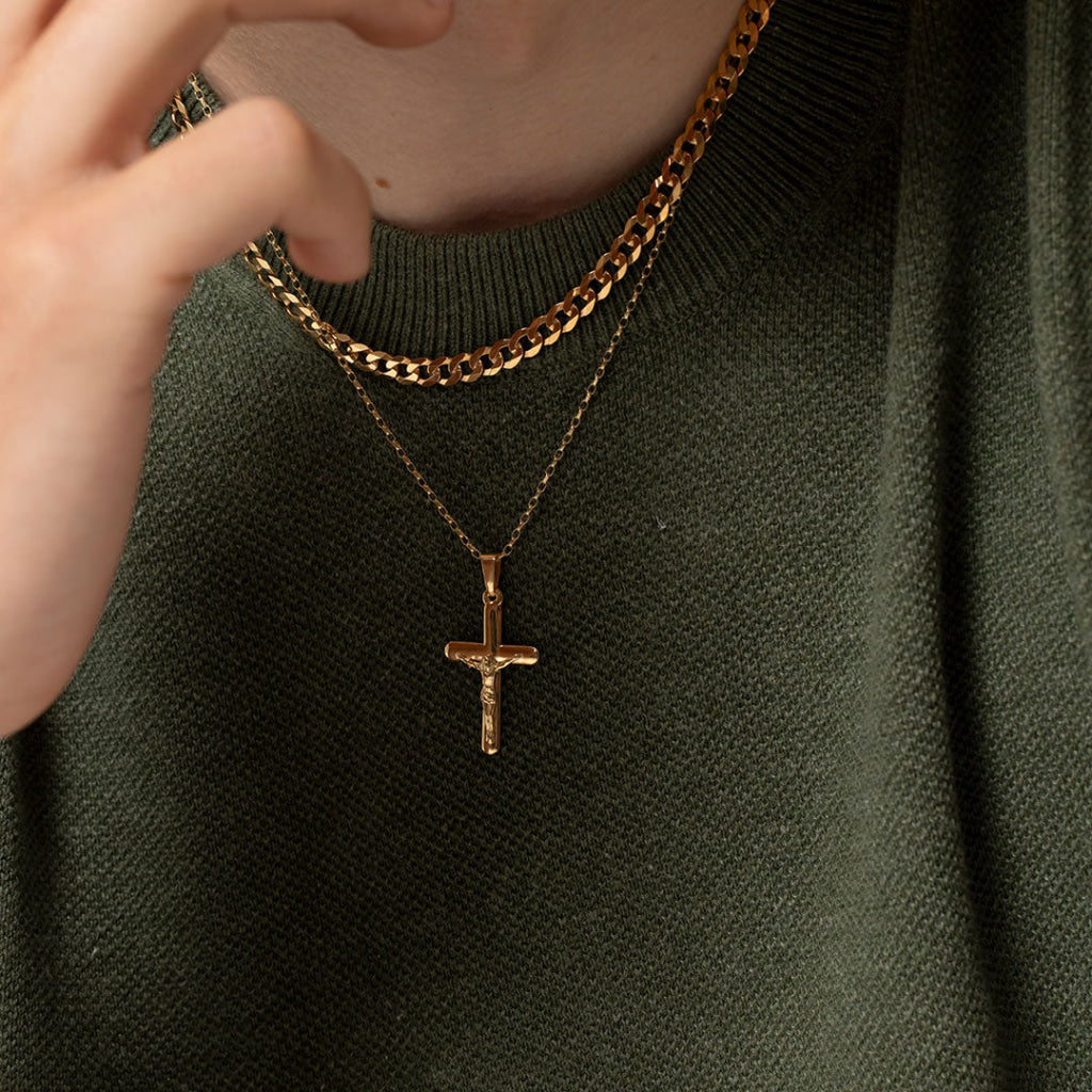 Soft Edge Crucifix | 9ct Gold - Necklace