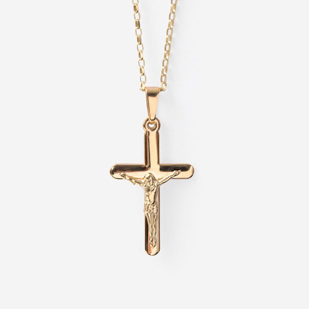 Soft Edge Crucifix | 9ct Gold - Necklace