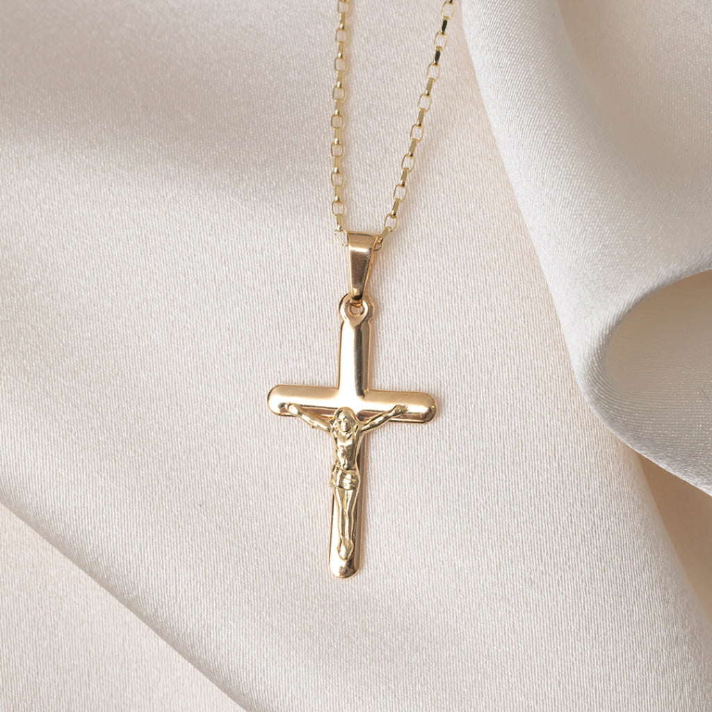 Soft Edge Crucifix  | 9ct Gold