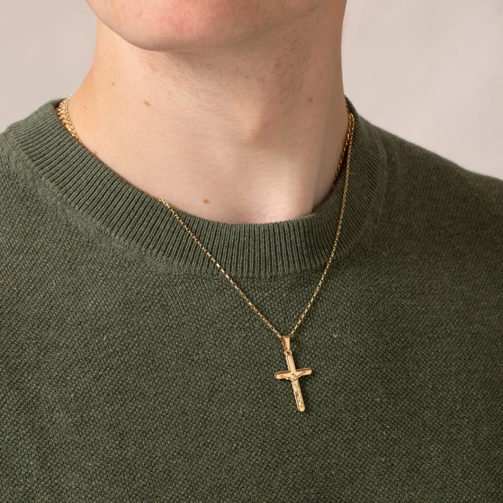 Soft Edge Crucifix | 9ct Gold - Necklace