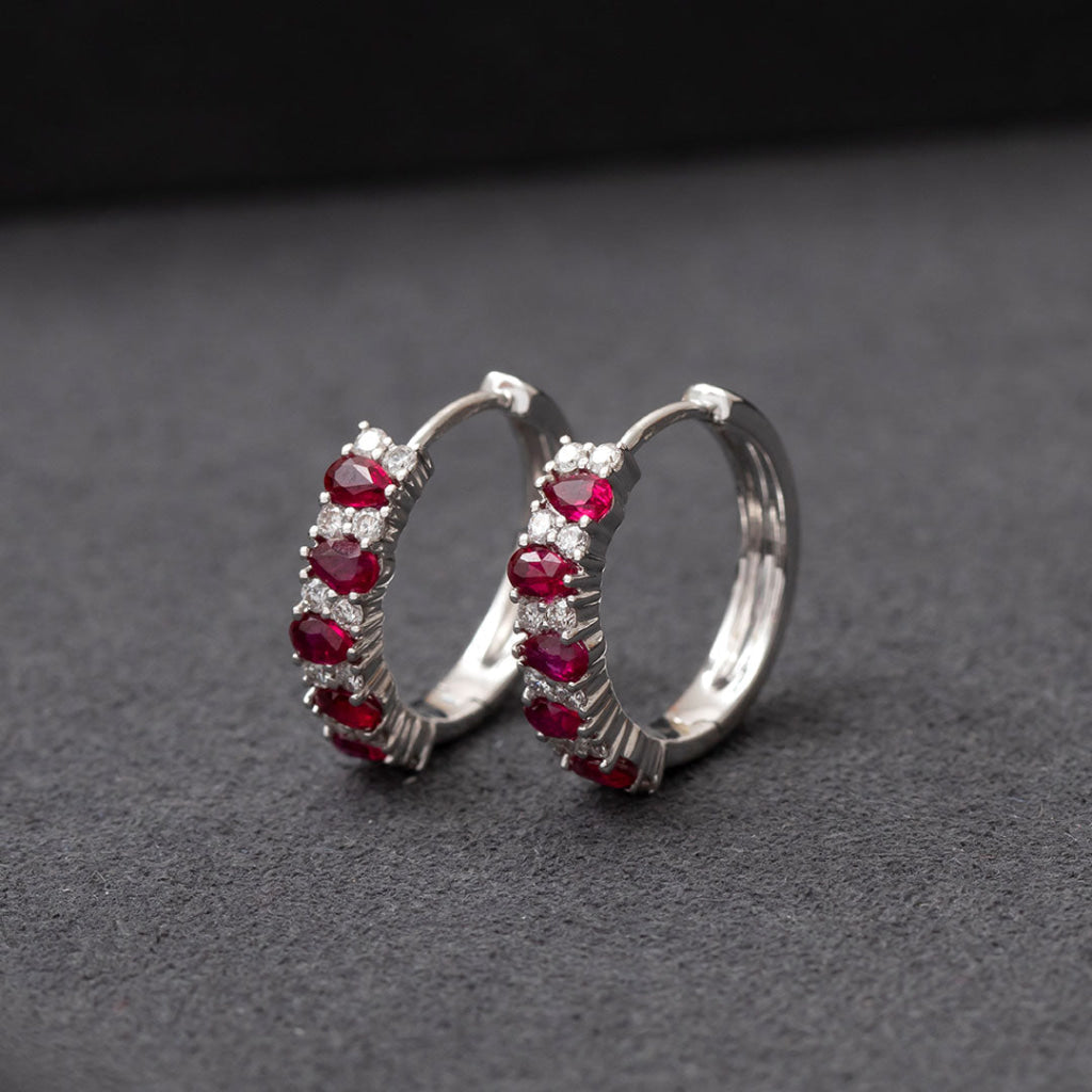 Soléa | Diamond and Ruby Huggies in 9ct White Gold