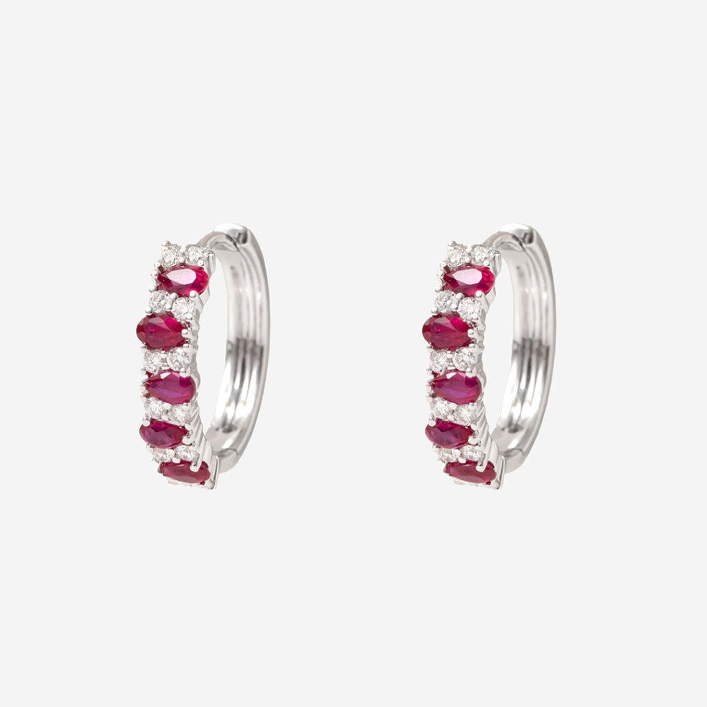 Soléa | Diamond and Ruby Huggies in 9ct White Gold