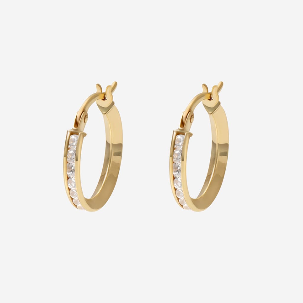 Sparkle Channel Hoop Earrings | 9ct Gold - Earrings