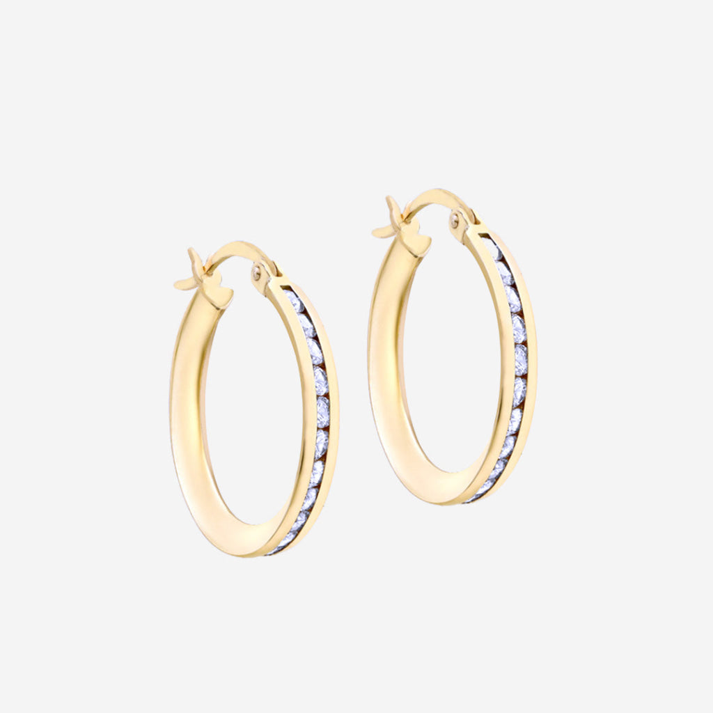 Sparkle Hoop Earrings - 21mm | 9ct Gold