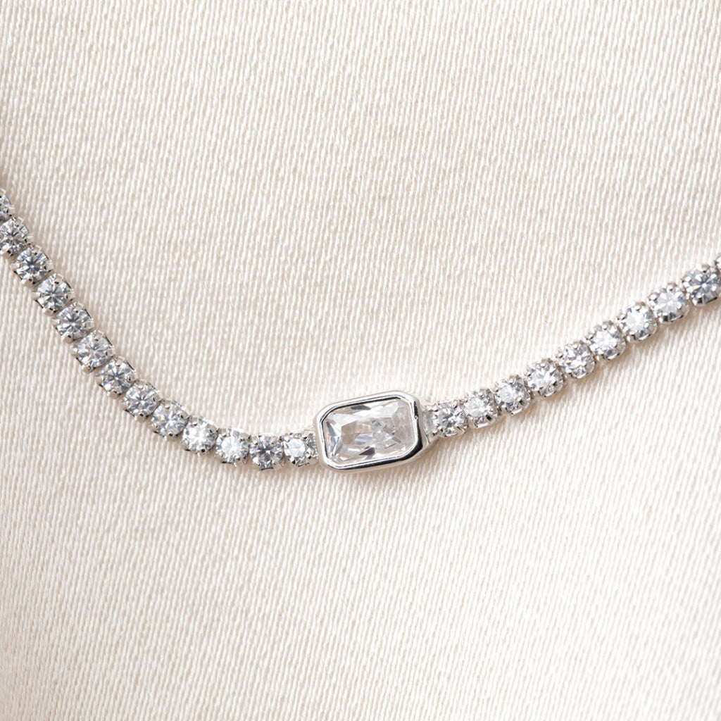 Sparkle Line Emerald Cut Bracelet | Sterling Silver