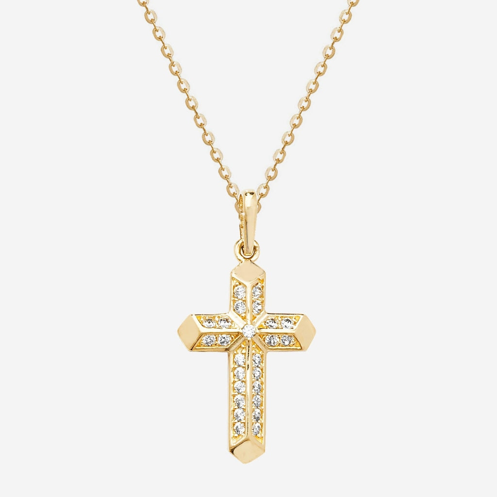 Sparkling Cross & Chain | 9ct Gold