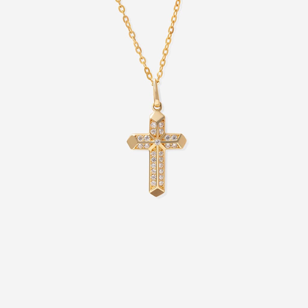 Sparkling Cross & Chain | 9ct Gold - Necklace