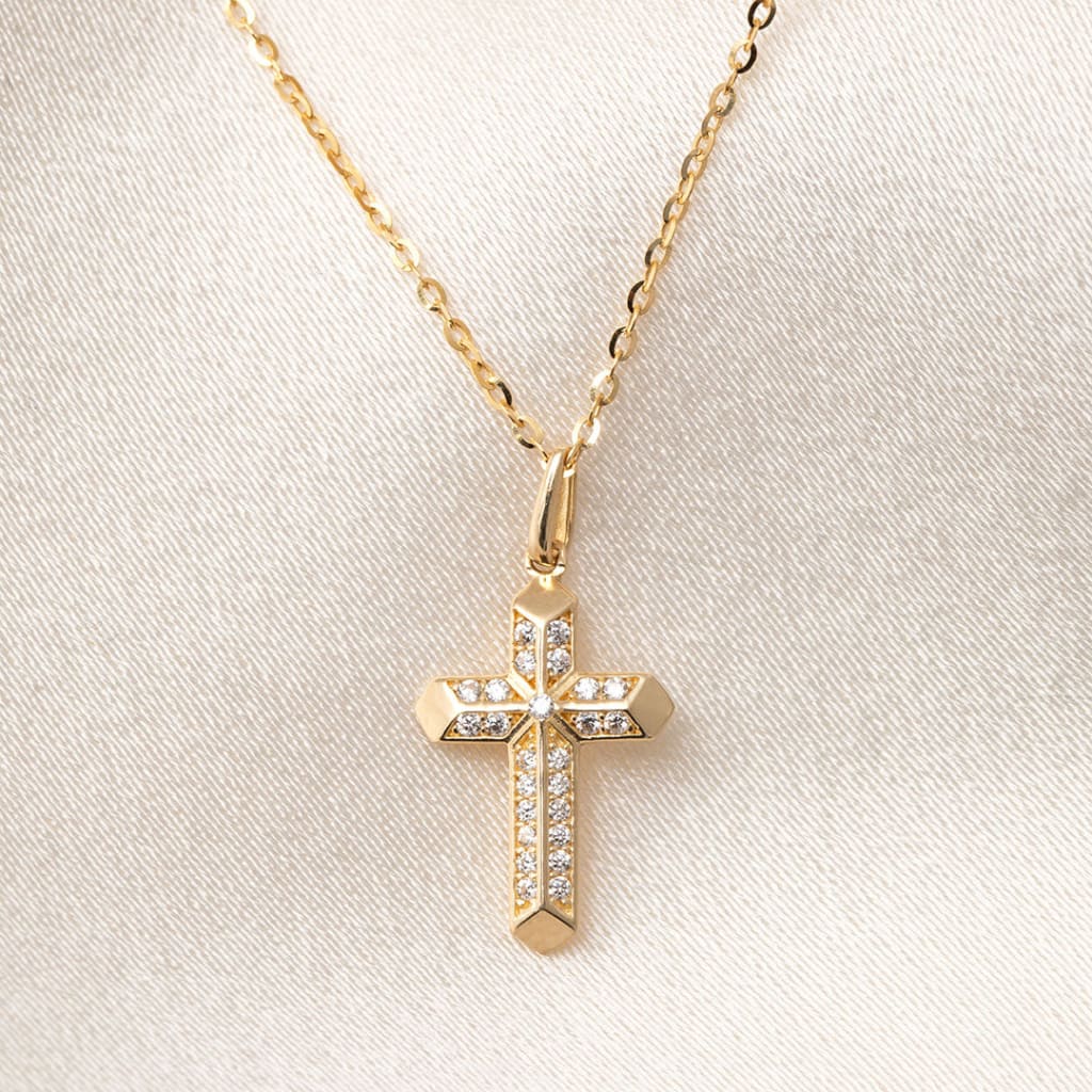 Sparkling Cross & Chain | 9ct Gold