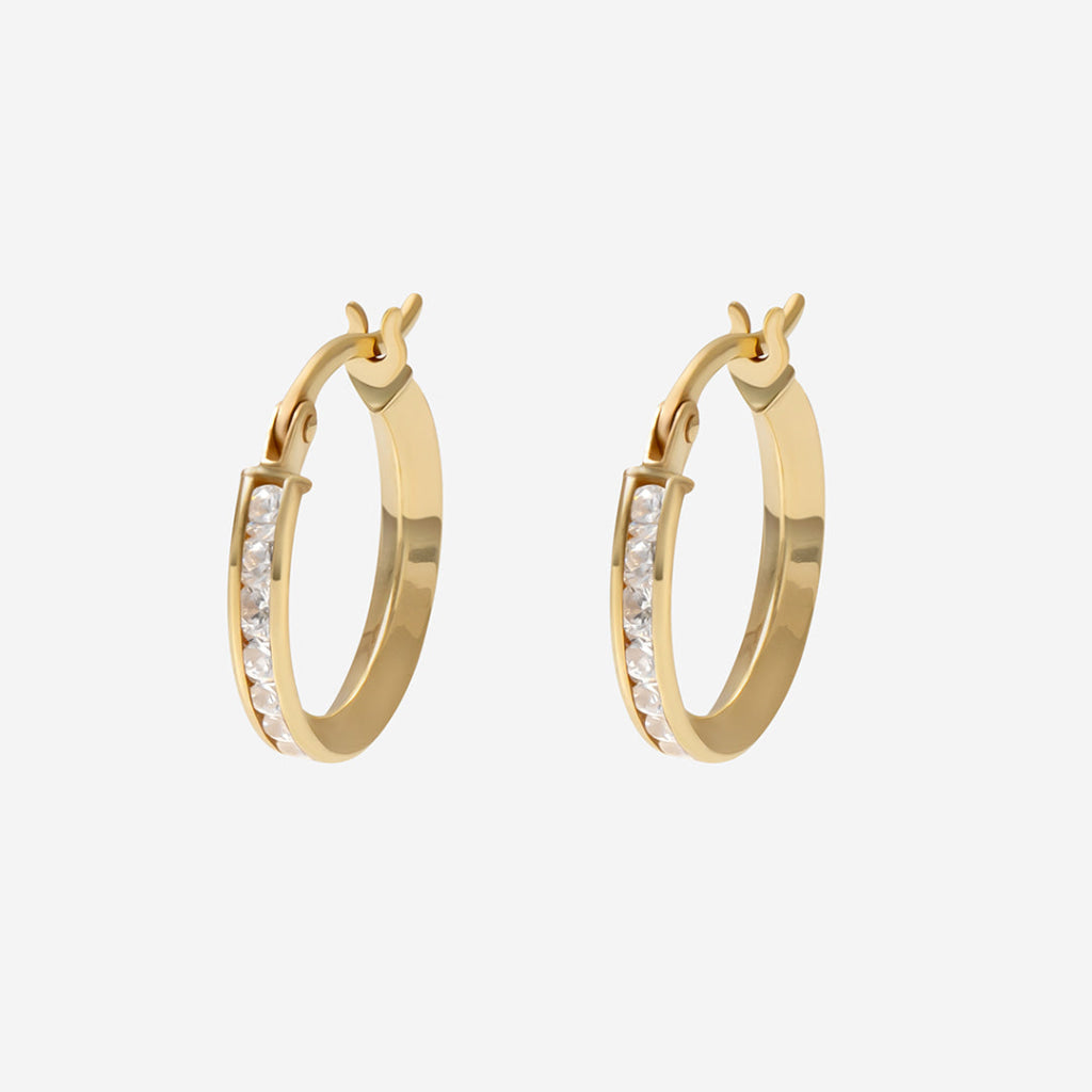 Sparkling Hoop Earrings - 16mm | 9ct Gold