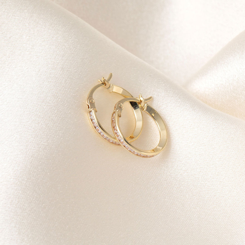 Sparkling Hoop Earrings - 16mm | 9ct Gold
