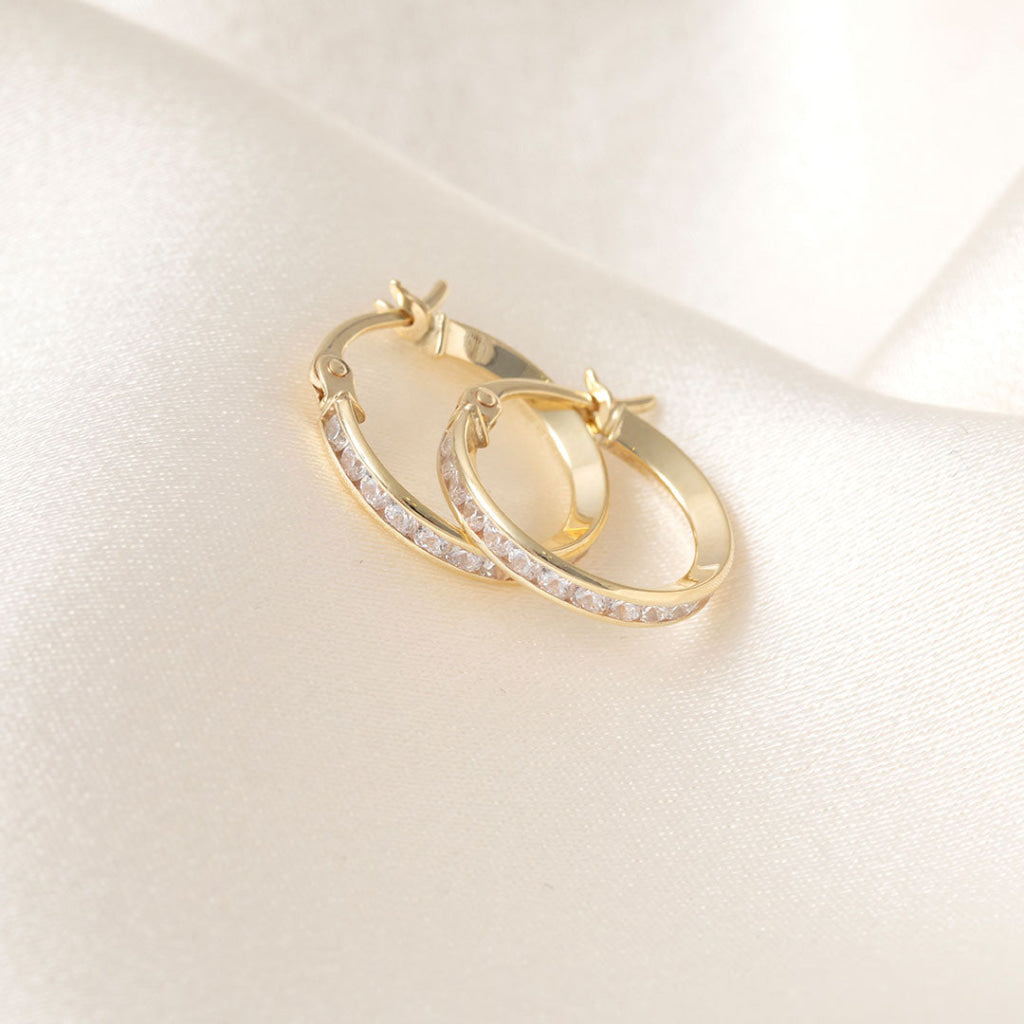 Sparkling Hoop Earrings - 16mm | 9ct Gold