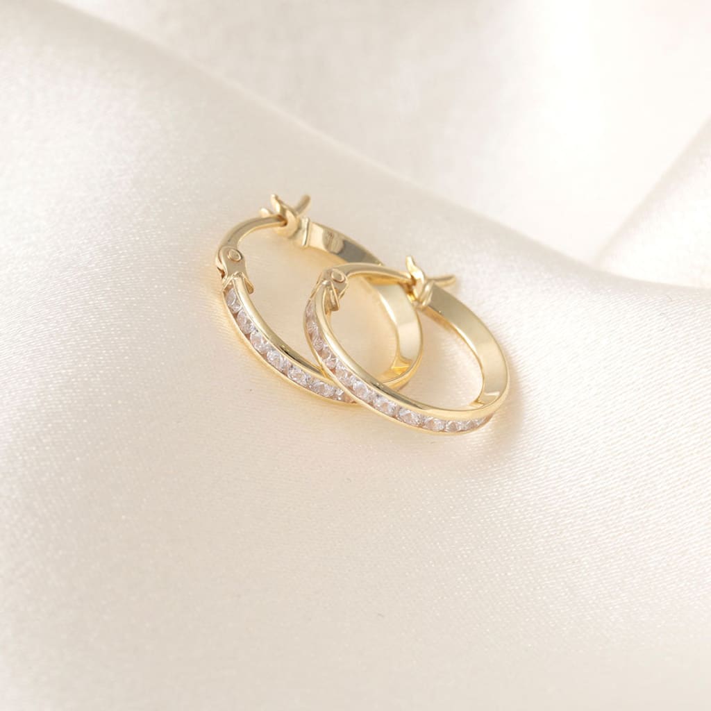 Sparkling Hoop Earrings - 15mm | 9ct Gold