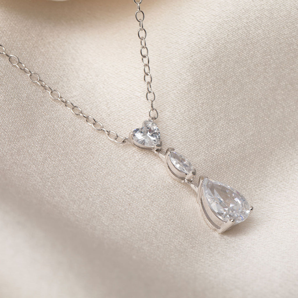 Sparkling Pear Drop Necklace | Sterling Silver