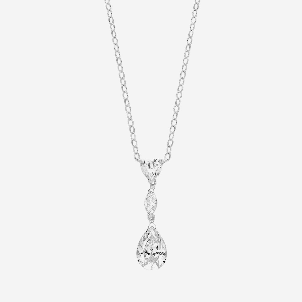 Sparkling Pear Drop Necklace | Sterling Silver