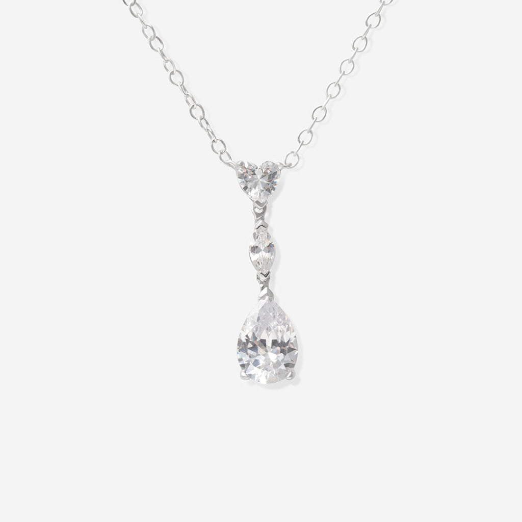 Sparkling Pear Drop Necklace | Sterling Silver