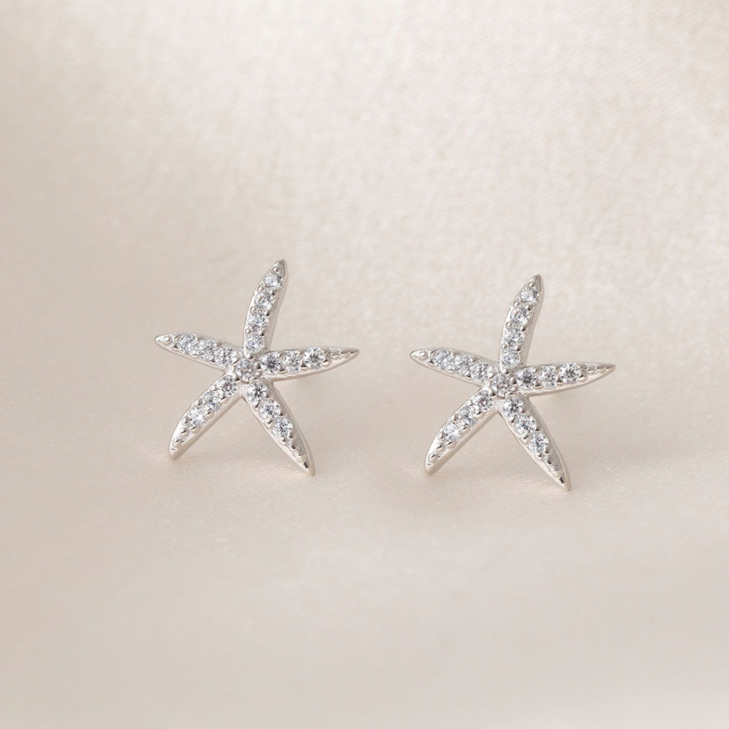 Sparkling Starfish CZ Studs | Sterling Silver - Earrings