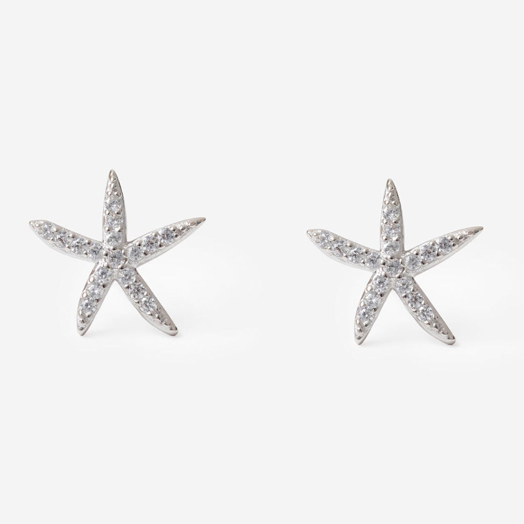 Sparkling Starfish CZ Studs | Sterling Silver - Earrings