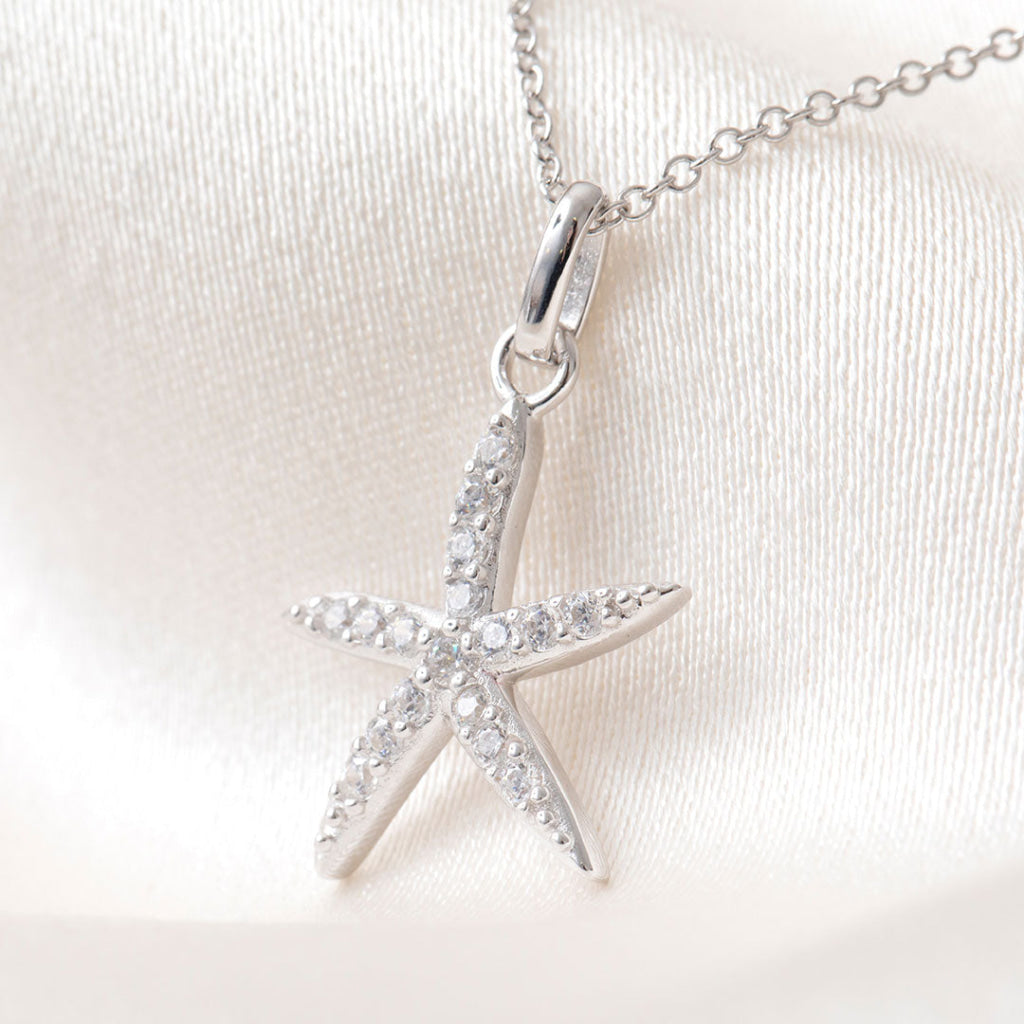 Sparkling Starfish Necklace | Sterling Silver - Necklace