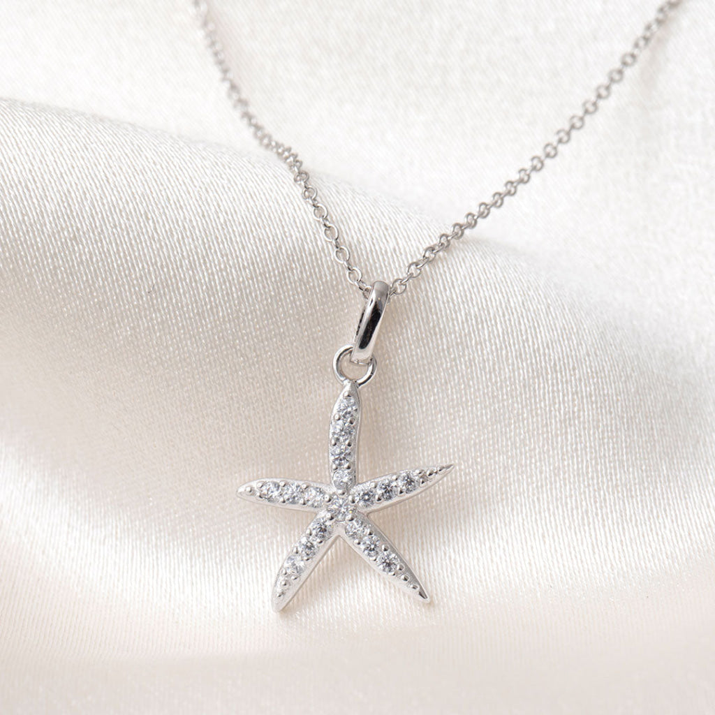Sparkling Starfish Necklace | Sterling Silver - Necklace