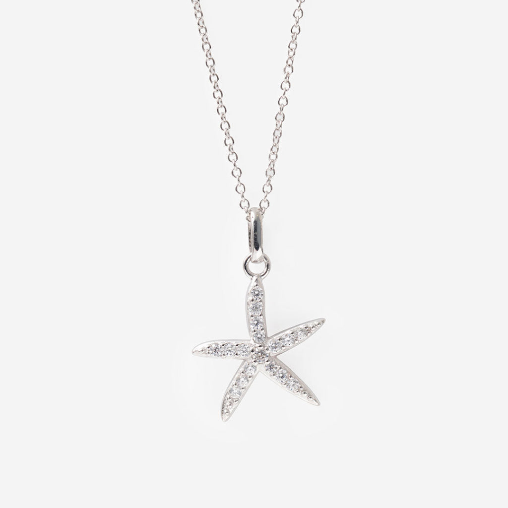 Sparkling Starfish Necklace | Sterling Silver - Necklace