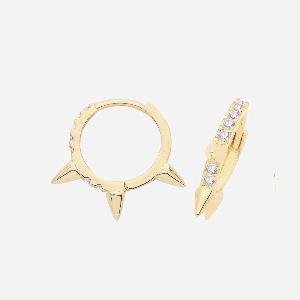 Spike Castille Huggie Earrings - 9ct Gold