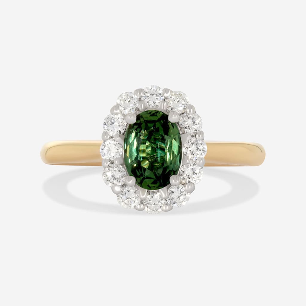 SPRING 1.40ct | Diamond & Green Sapphire Ring Set in 18ct