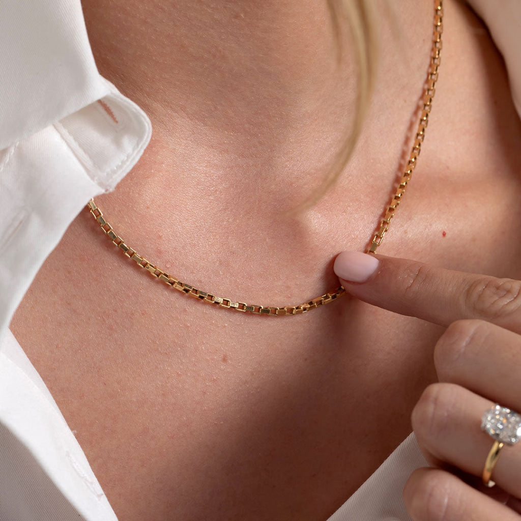 Square Paper Chain 20’’ | 9ct Gold - Necklace