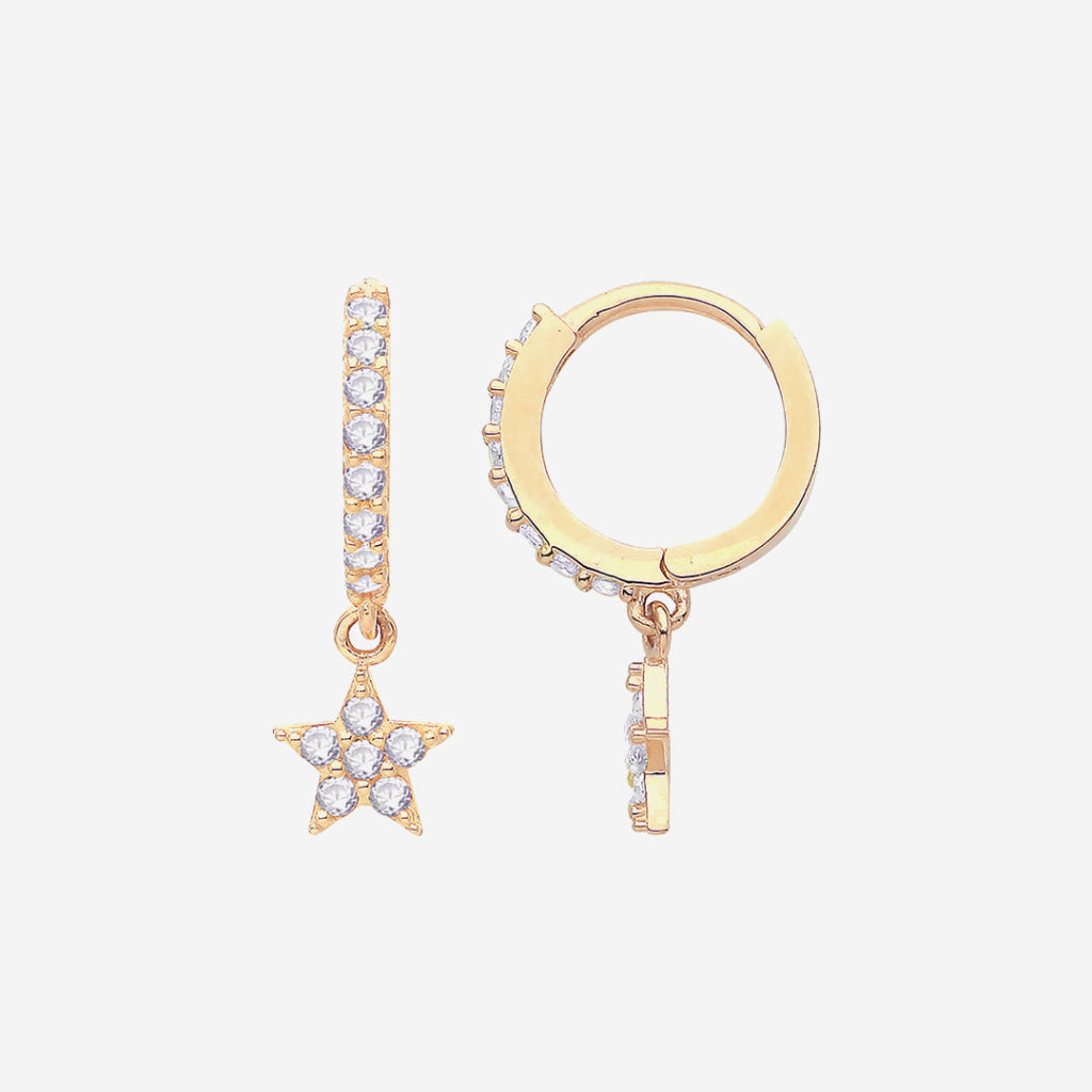 Star Zirconia Mini Huggie Earrings | 9ct Gold
