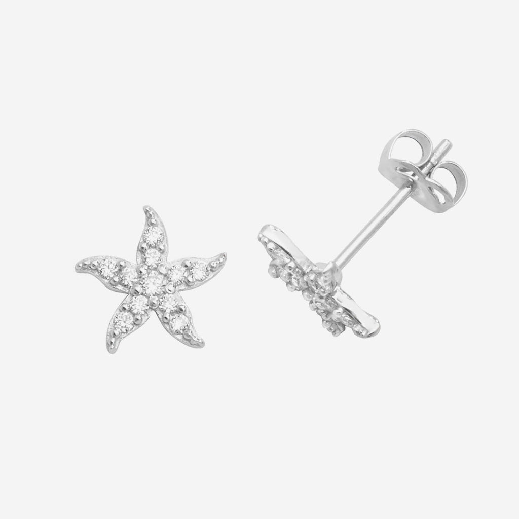 Starfish Earrings | 9ct White Gold