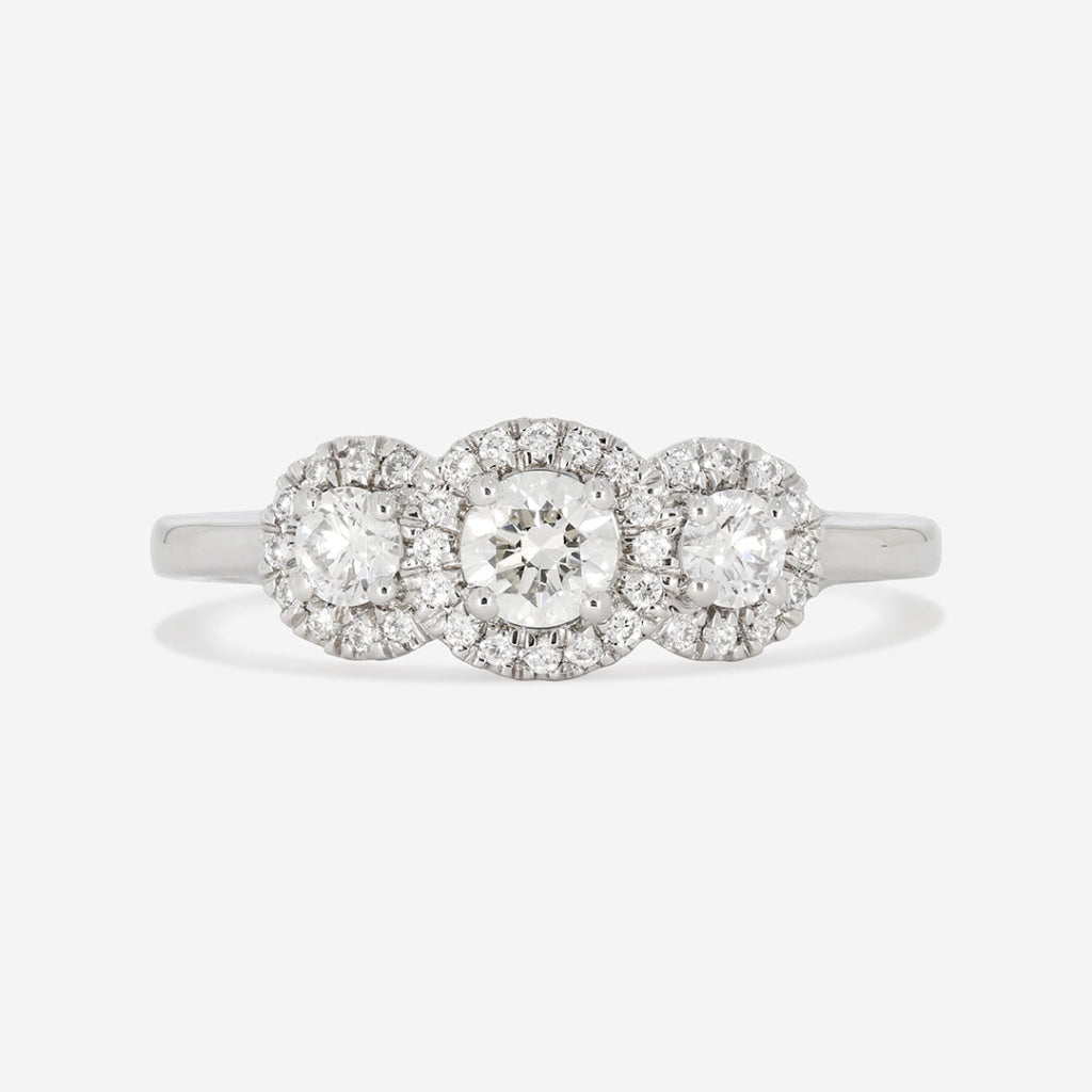 STELLA 0.50ct | Round 3-Stone Natural Diamond Engagement Ring in Platinum 0.50ct