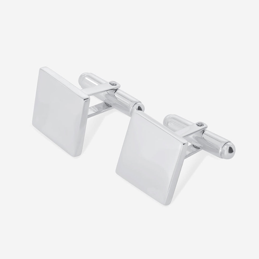 Silver square cuff links