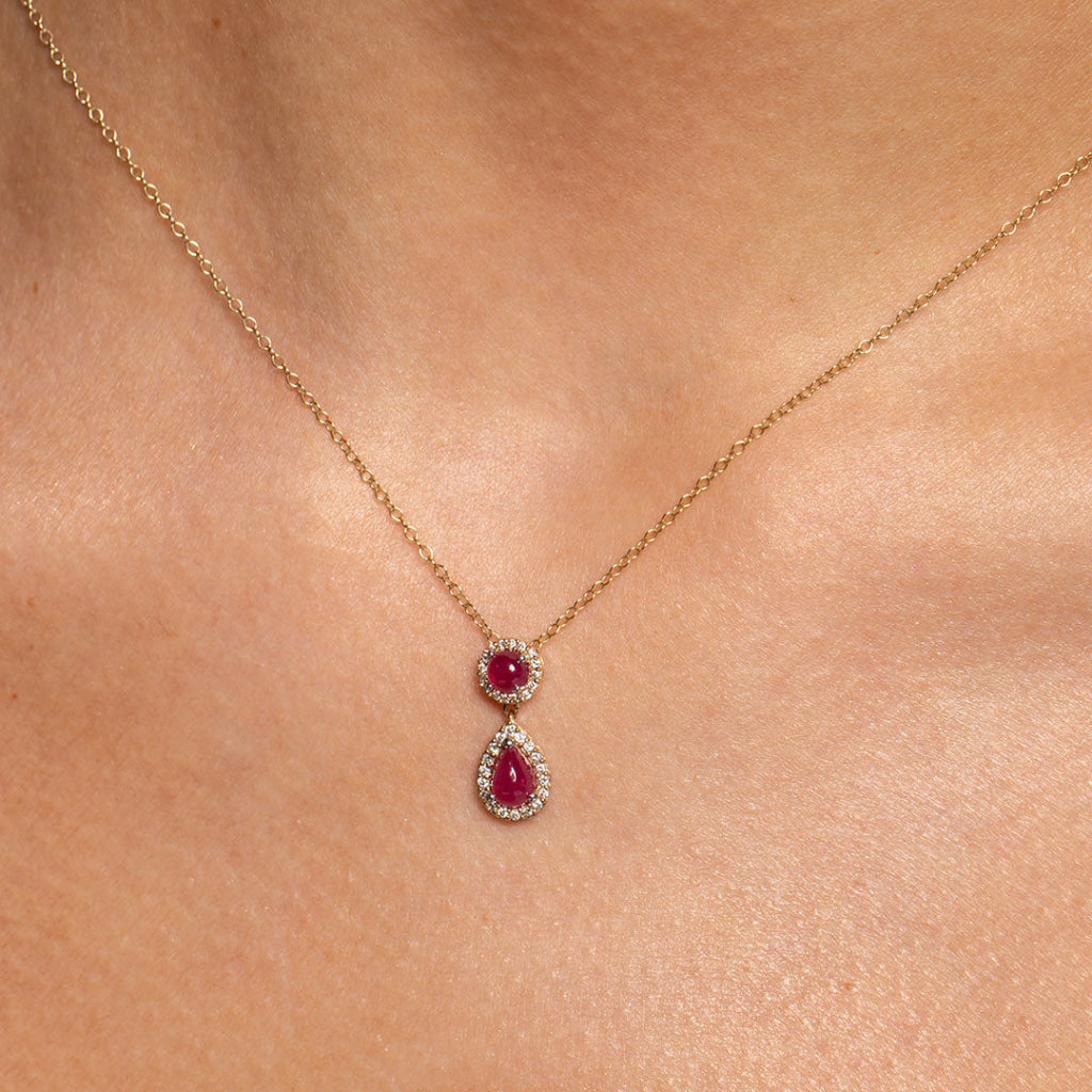 ruby necklace on model