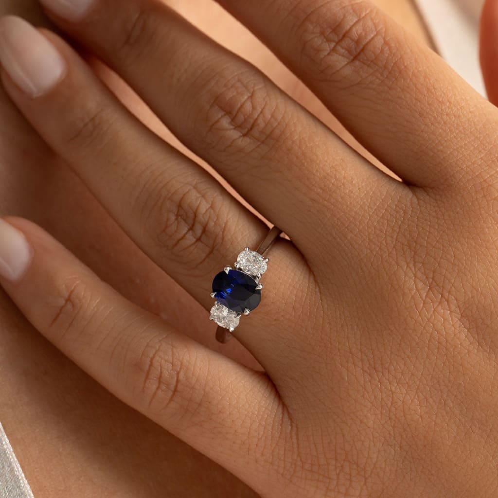 SUNILA | Sapphire & Diamond Ring Set in Platinum - Rings